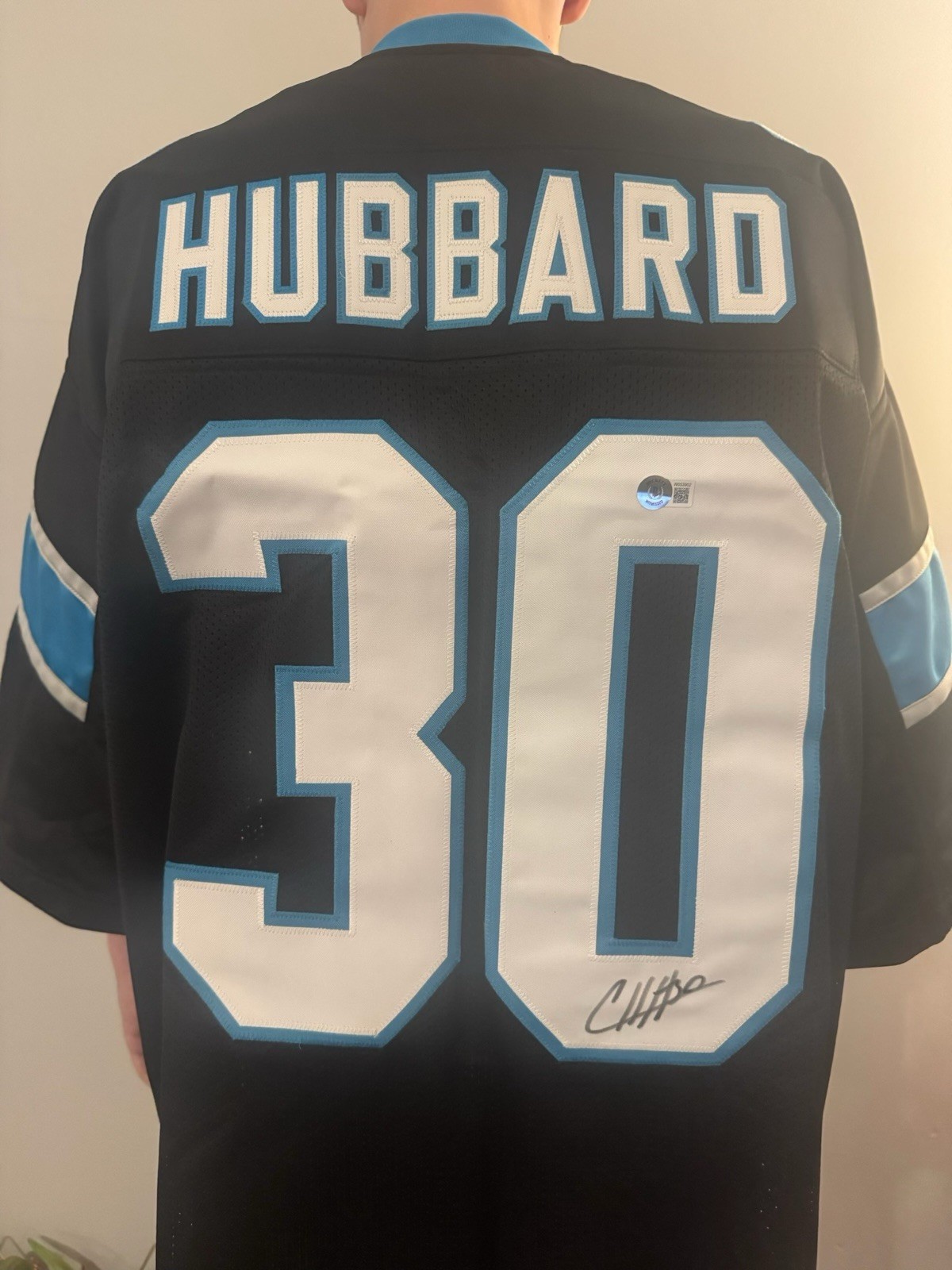 Chuba Hubbard Autographed Signed Carolina Panthers 100% Authentic Panthers Jersey Beckett COA 