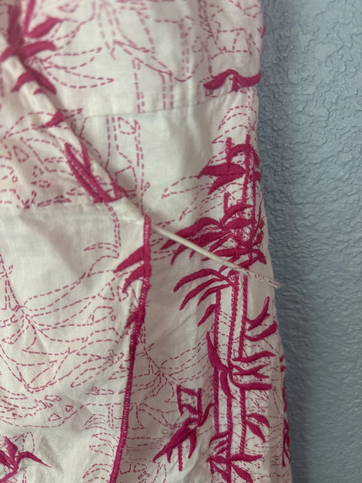 Diane von Furstenberg Dress Womens 4 White Pink Nicole Embroidered Wrap Summer - Image 2 of 4