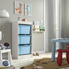 IKEA TROFAST Storage Unit White Frame with 3 Boxes 46x30x94cm Shelf Organiser