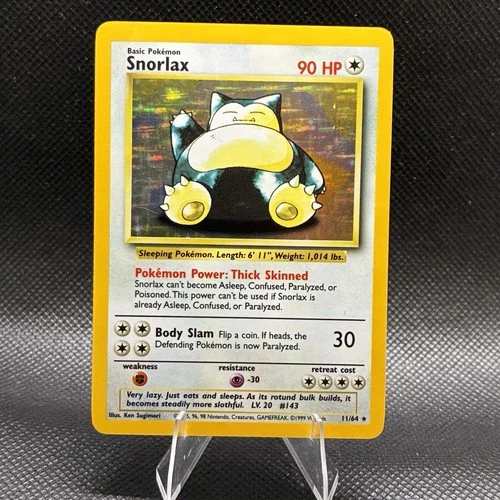 *No Symbol* Snorlax 11/64 Holo Rare Jungle Unlimited Vintage Pokemon Card
