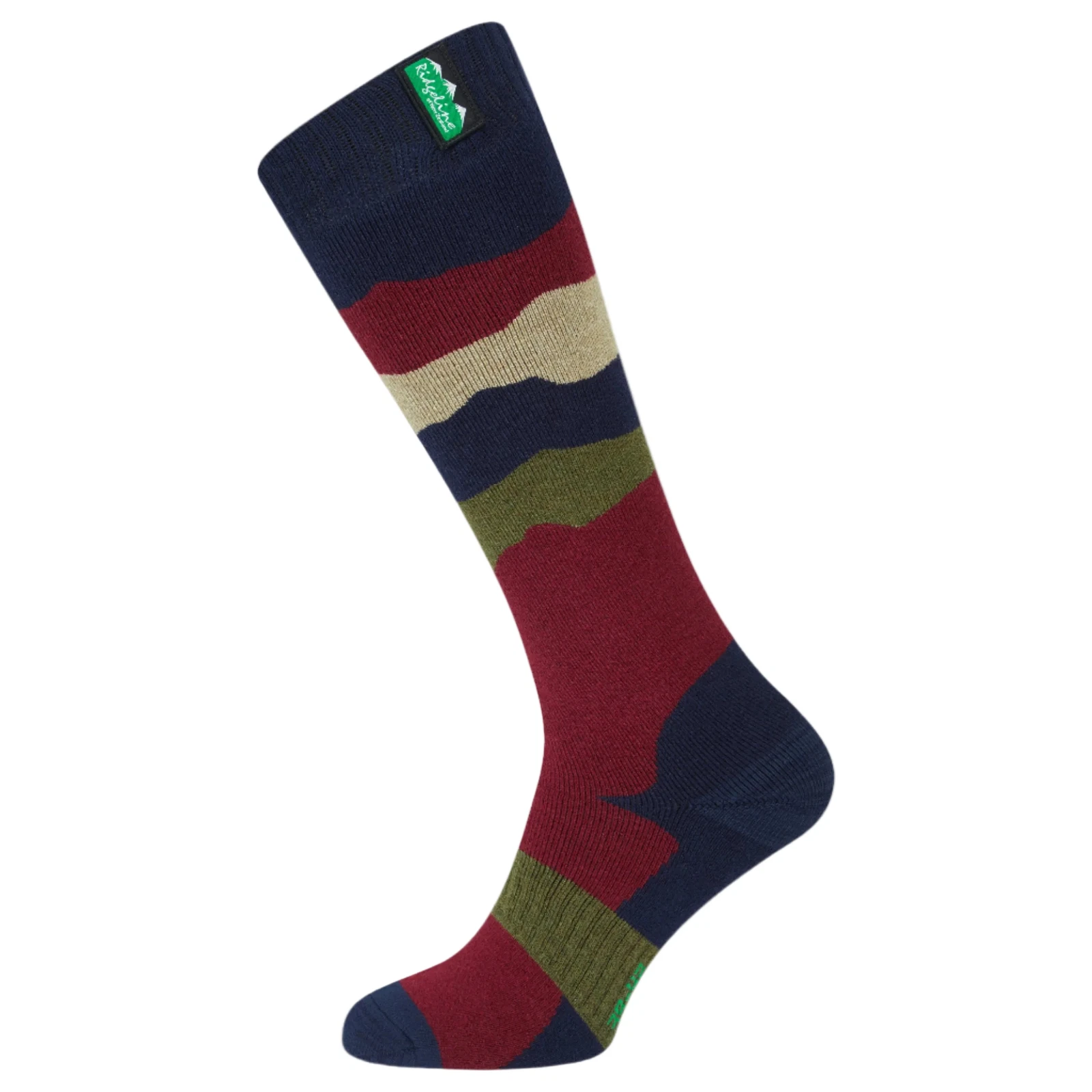 Ridgeline Merino Wool Field Socks Full Length Navy Stripes