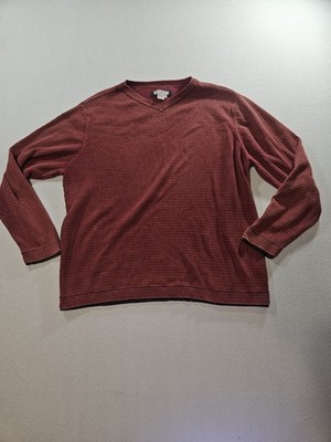 Carbon2Cobalt Waffle Knit Sweater Men s XL Rust V Neck Cotton