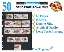 50 Lighthouse Vario 5S Stamp Stock Pages 5 Rows Double Side Archival Black Sheet