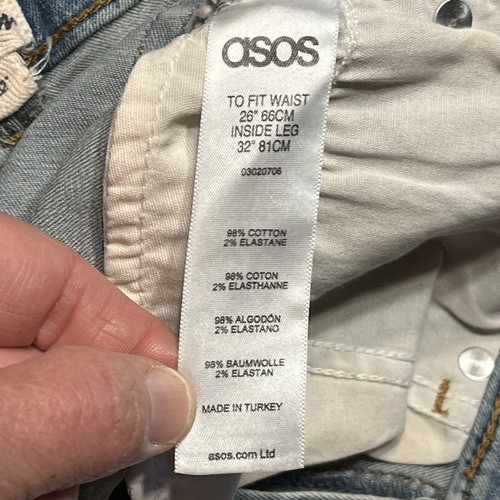 ASOS Denim Women Waist 26 Inseam 32 Light Wash Distressed Destroyed Mid Rise - Picture 7 of 14
