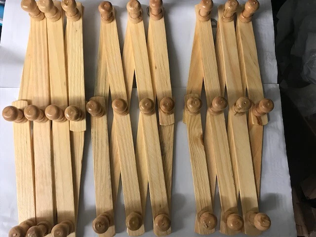  Set of 3 Wooden Wall Rack Expandable Hat Cap Belt  Organizer 10 Hooks!! - Image 3 of 4