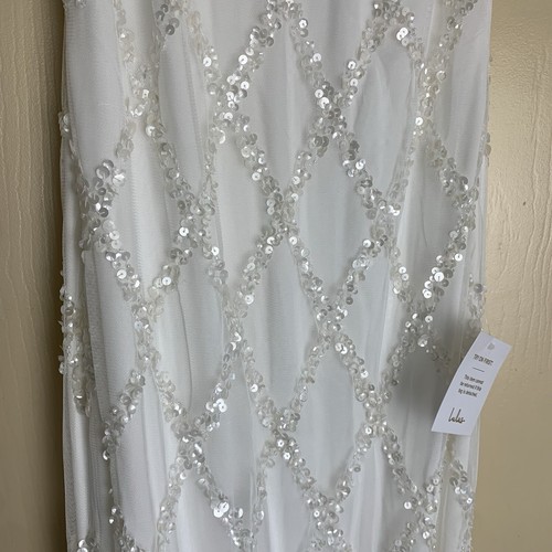 Maxi Vestido Elegante LULUS Talla XSMALL Blanco Lentejuelas Con Tren Cuello en V Correas Etiqueta - Imagen 23 de 24