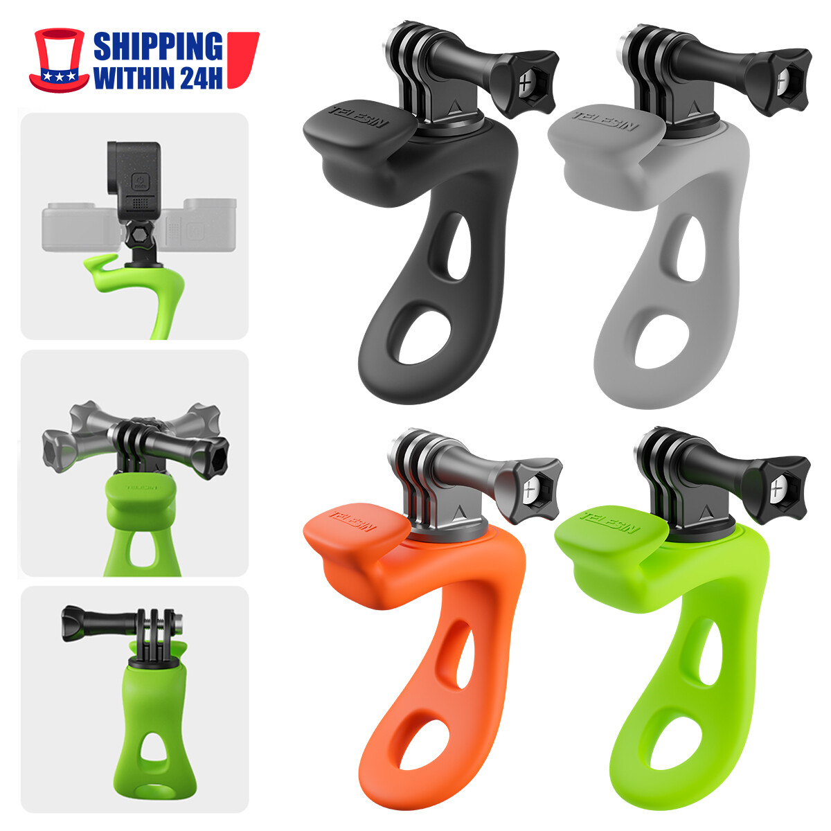 4Colors Action Camera Mount Silicone Flexible Bracket For GoPro 12/11/Action4/3-image