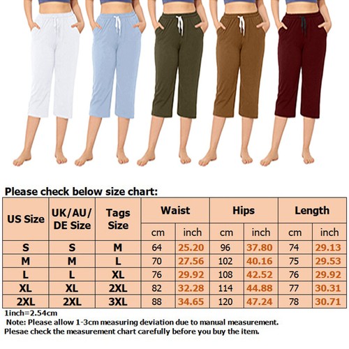 Ladies Palazzo Pant Capri Pants Women High Waist Loose Fit Daily Wear Casual - Picture 3 of 35