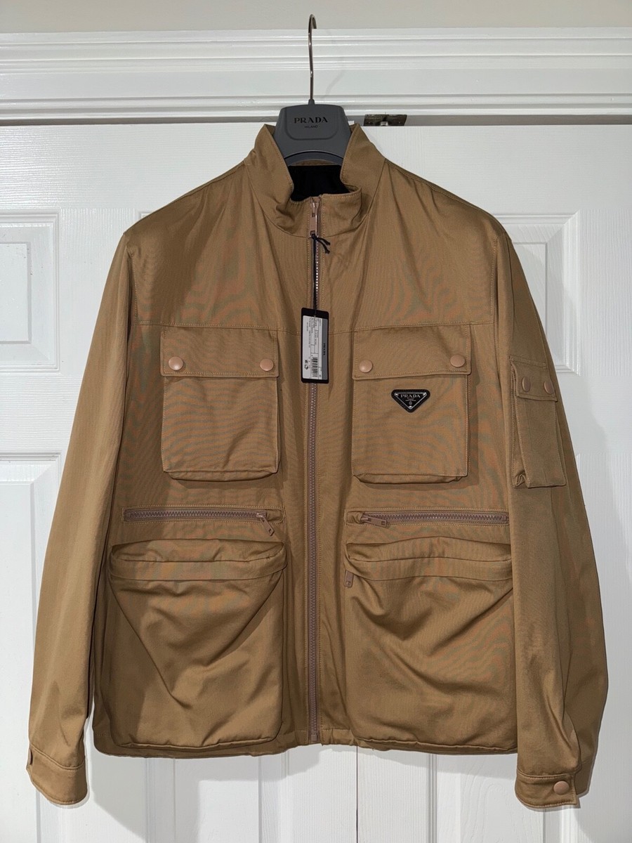 Prada Beige Cotton Multi Pocket Safari Overcoat Outerwear Jacket