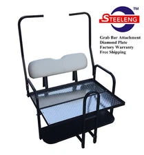 Rear Flip Seat Kit for Club Car Golf Cart DS Model(1982-2000/White)with grab bar