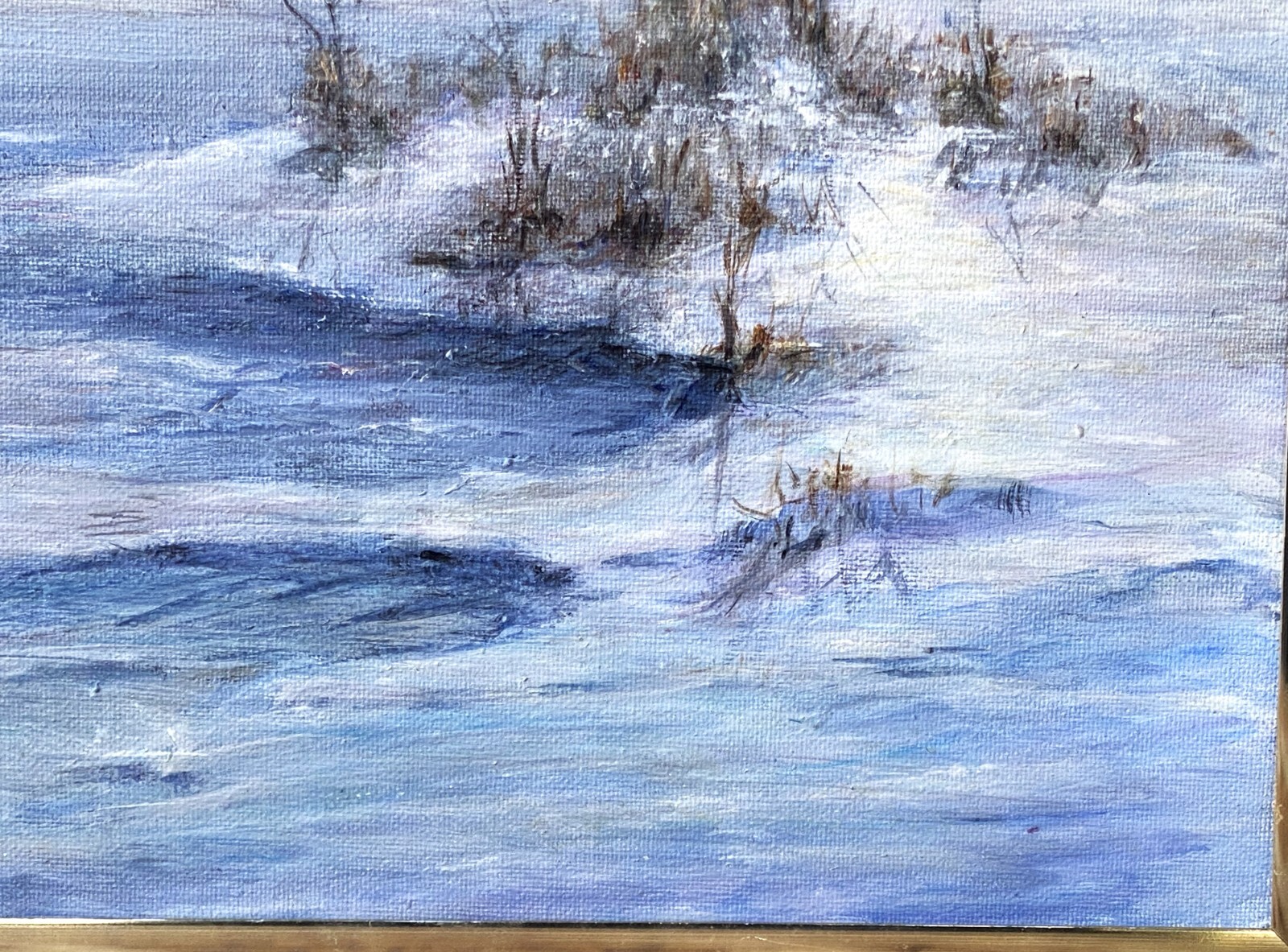 Vintage Acrylic On Board "Snow Dusted Sparkle" By Carol Leslie, Signed & Framed!