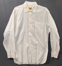 Robert Talbott White 100% Sturdy Cotton Mens Dress Shirt EUC 16.5-35 L