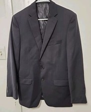 Calvin Klein Mens Size 38R 2 Button100  Wool Sport Coat Blazer Suit Jacket Blk