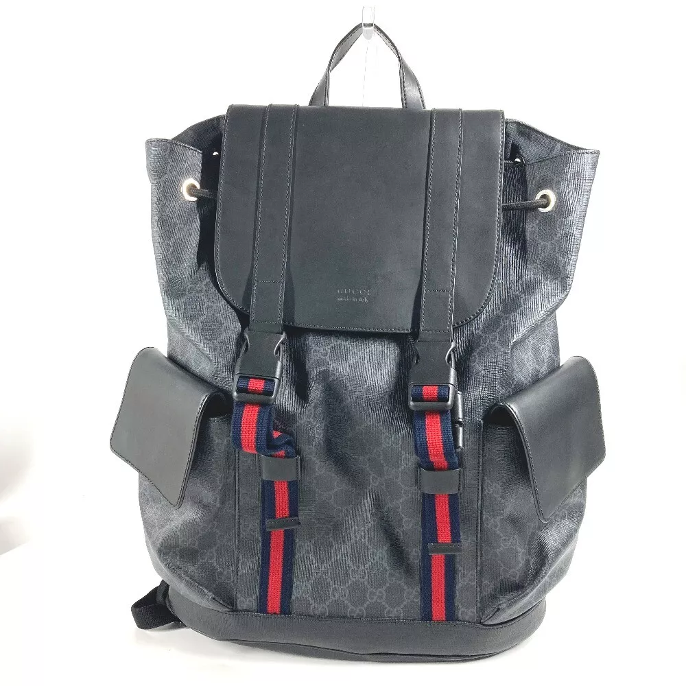 GUCCI 49556 GG Supreme Tiger Bag pack Backpack GG Supreme Canvas Black