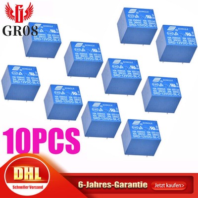 Relais DC12V Spule Wechselschalter 10A 250 V Songle SRD-12VDC-SL-C Anschlüsse