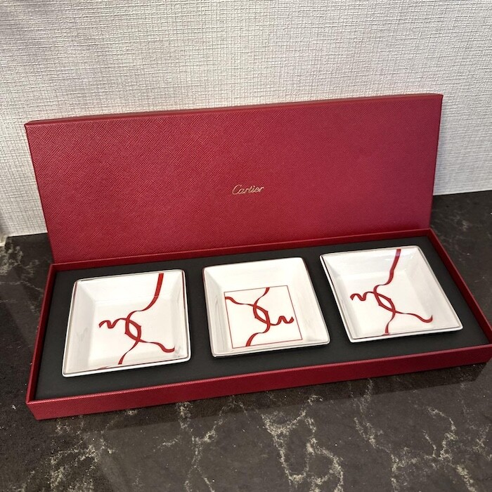 Cartier Vide Poche Mini Tray Plate White Red Accessory Case Dish 2