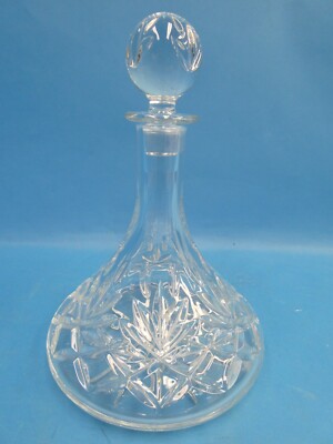 Quality Heavy Wine Captains Decanter with Stopper Clear Pressed Glass Decorative