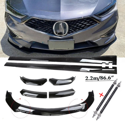 Glossy Black Front Bumper Lip Splitter Spoiler For Acura Integra Side Skirt
