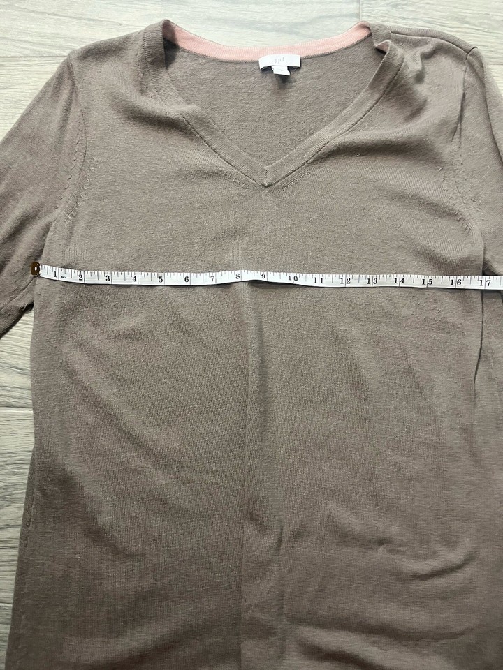 J.Jill Toffee Brown Women’s Long Pullover Cardigan V Neck Size Small A7