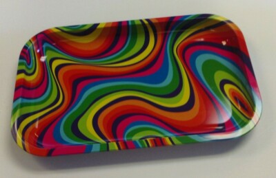 GREEN LINE BY STAR LINK GLOBAL LLC METAL TRAY SWIRLED RAINBOW COLORS 11.25''x7.5''