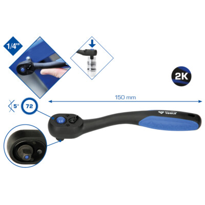 KS TOOLS Brilliant  1/4'' Umschaltknarre knarre , 1/4 Zoll Ratsche