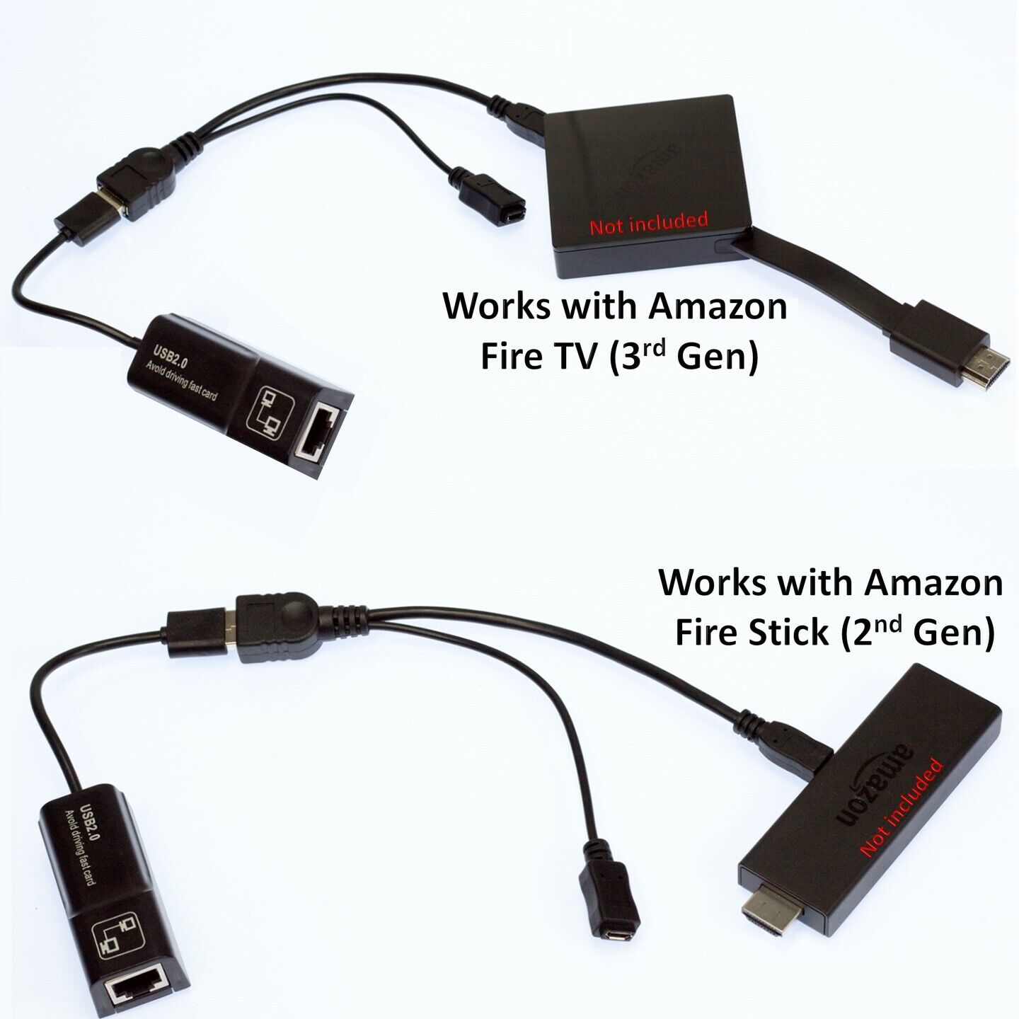 Adaptateur Ethernet & USB OTG et séparateur de câble pour  Fire Stick  - Ne