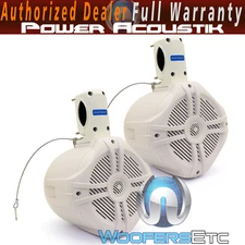 (2)POWER ACOUSTIK MWT-65 6.5" 500W MARINE BOAT WAKETOWER TWEETERS SPEAKERS WHITE