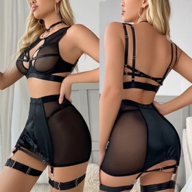 Women's Sexy Lingerie Lace Babydoll Bra Thong Set Sleepwear Underwear Nightwear