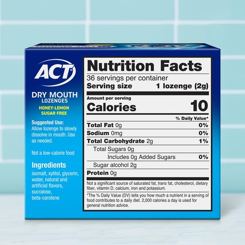 Dry Mouth Lozenges With Xylitol 36-Count Sugar Free Honey-Lemon - Picture 2 of 9