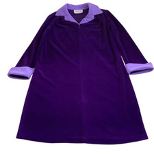 VTG Vanity Fair 1980s EUC Zip Front Housecoat/ Cover-Up Fran Fine Purple USA Mad