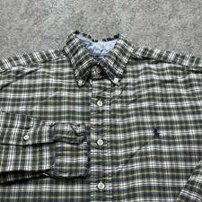 Ralph Lauren Oxford Shirt Men M Green Plaid OCBD Long Sleeve Classic Fit