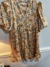 Anthropologie THLM Flower Print Tiered Dress in Orange XS