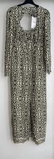 ZARA ECRU KHAKI SWEETHEART NECKLINE OPEN BACK PRINTED MIDI DRESS SIZE M BNWT