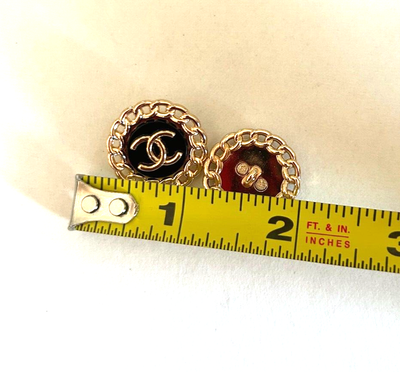 Chanel Vintage Button Set of 6 Size 23 mm Black Gold Tone Metal