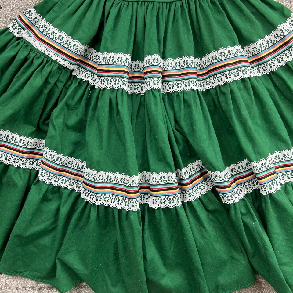 Vintage Square Dance Dress - Irish Dance or Oktoberfest Costume - Green S/M - Image 4 of 4