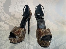 Roberto Cavalli Brown Swarovski Crystal Cheetah Platform Pump Size 38