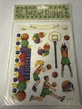 Vintage Provo Craft Designer Stickers Basketball Kids Scrapbooking New