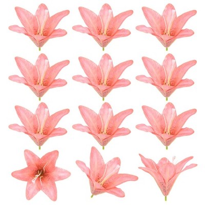 12-Pack Artificial Flower Bulk, Watermelon Red Fake Chrysanthemum Floral for DIY