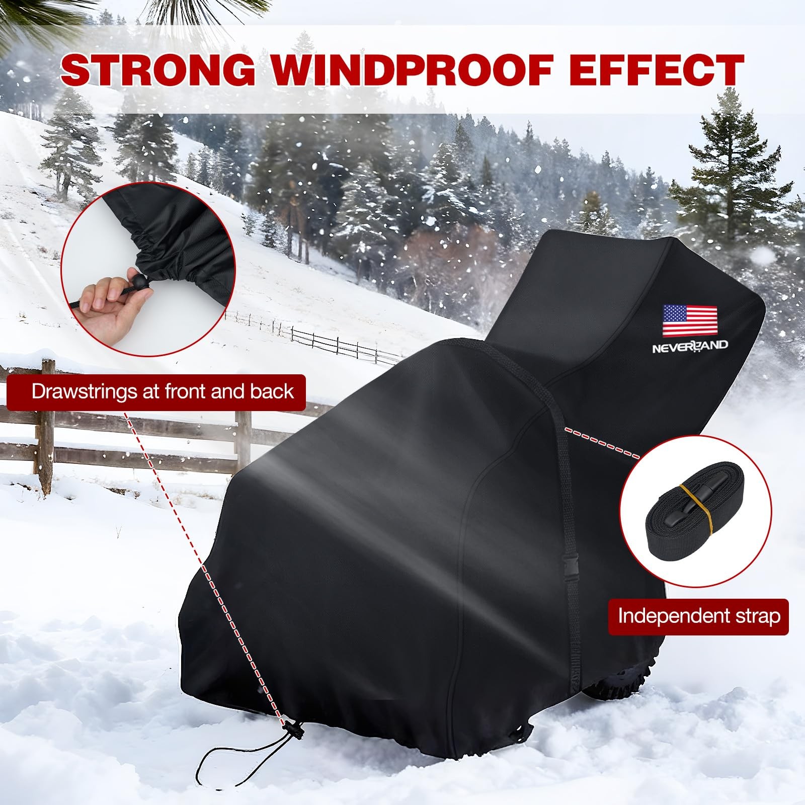 Waterproof Snow Blower Cover - Snow Thrower Cover with American Flag Standard...