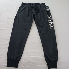 True Religion Sweatpants Lounge Jogger Size M Charcoal Silver Logo Side Hit 109
