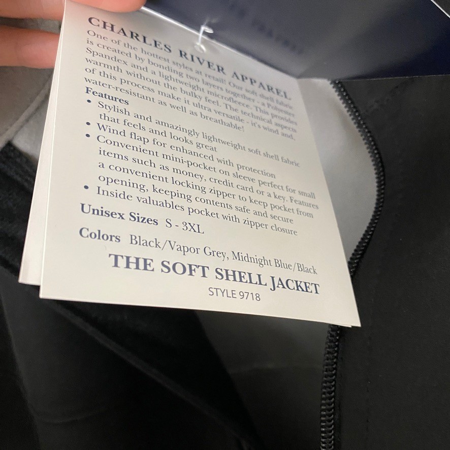 Schindler Elevator Charles River Mens XL Black Soft Shell Jacket Water Resistant