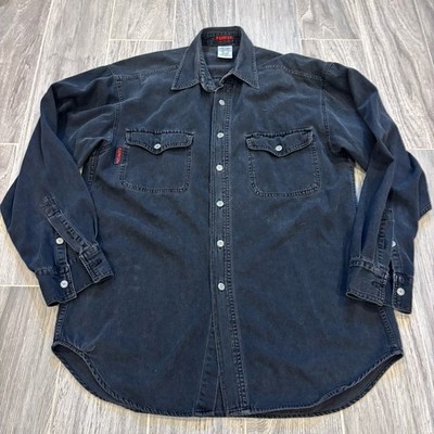 Edwin Jeans Shirt Men's Medium Long Sleeve Button Down Logo Vintage
