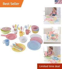 27-Piece Pastel Cookware Set, Plastic Dishes and Utensils for Play Kitchens, ...