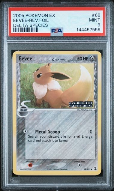 2005 POKEMON EX DELTA SPECIES #68 EEVEE-REVERSE FOIL PSA 9