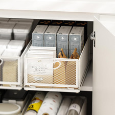 Pull Out Cabinet Organizer, No Drill Adhesive Sliding Drawers for Kitchen, Metal