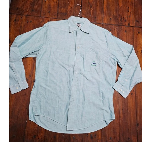 Façonnable, Vintage Faconnable Goldberg Mens Teal Oxford Cotton Button Down Shirt