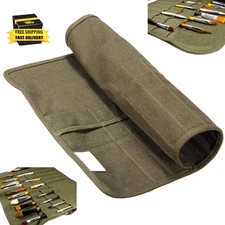 22 Slots Paint Brush Case Canvas Paint Brush Holder, Roll up Storage Bag Holder
