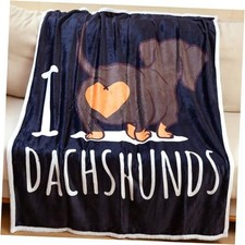 Dachshund Blanket, Weiner Dog Blankets, Weiner Dog Gifts for 47" x 60" Black