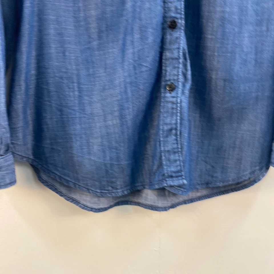 Blusa Camisa Top Mediana GAP Para Mujer Azul Denim Algodón Manga Larga Pullover Botón Foto 3 de 4