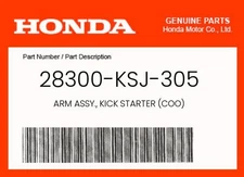 Honda Genuine Arm Assy., Kick Starter (Coo) - 28300-Ksj-305